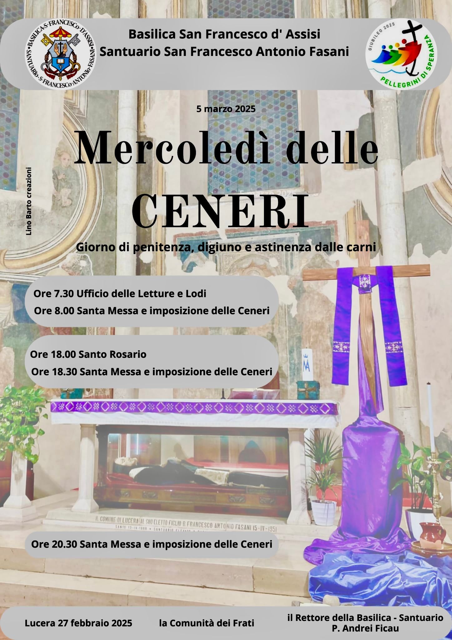 Mercoledì delle CENERI – 5 marzo 2025